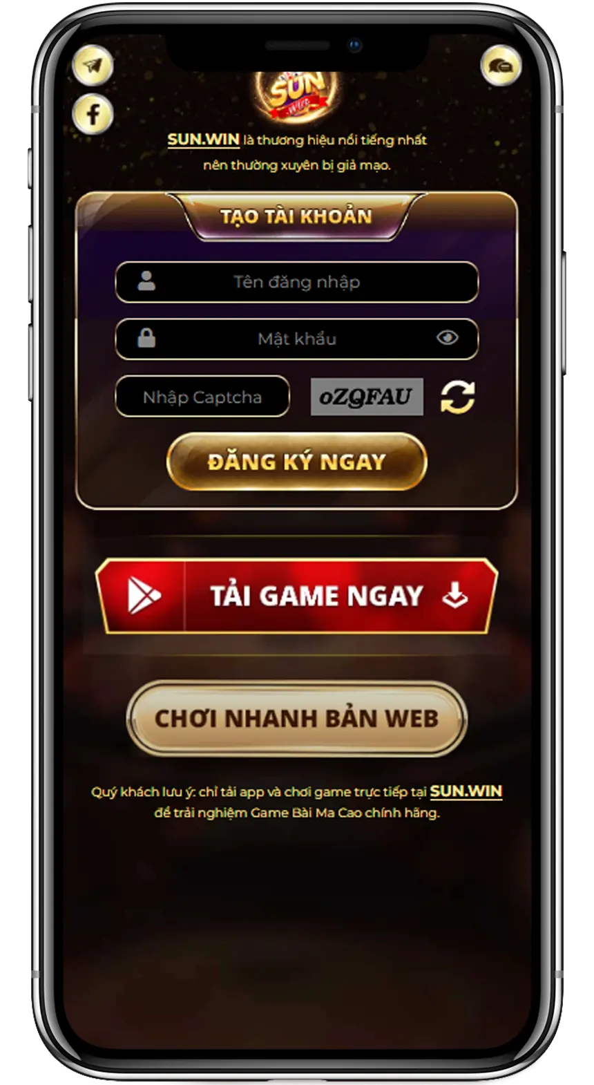 giao diện mobile sunwin